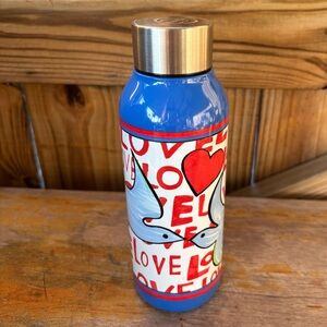 Brighton Spring Tweet Graffiti Love, Doves & Hearts Stainless Water Bottle 10oz